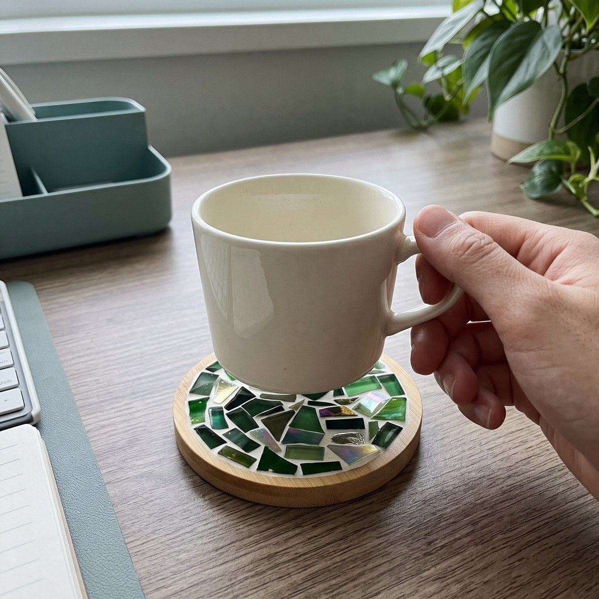 Accurate craft materials laid out on a kitchen table